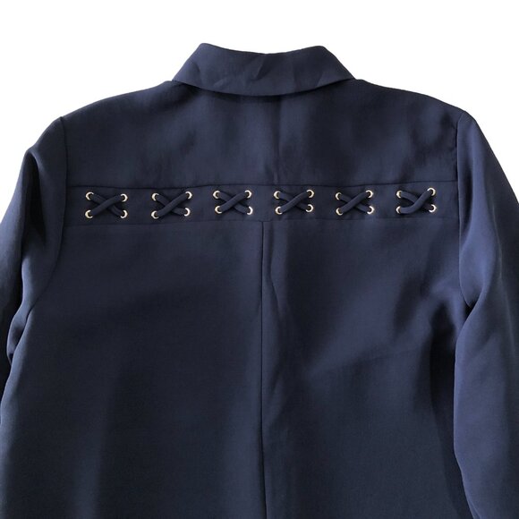 Chico's Black Label Womens Size 00 Navy Oversized Long Tunic Blouse Jacket - Picture 8 of 12